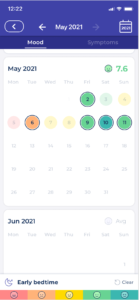 image showing a calendar view of mood tracking 