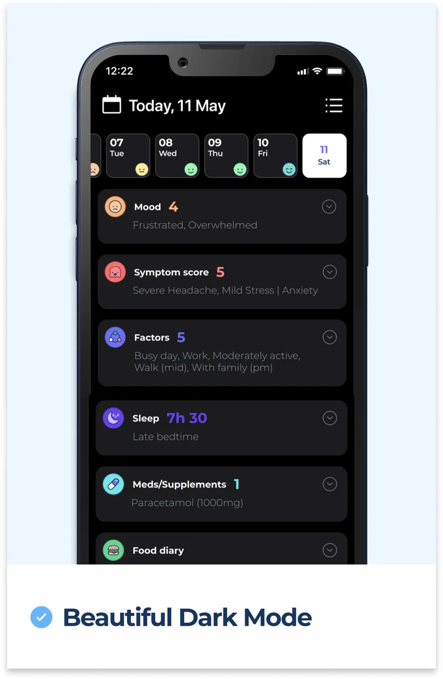 Bearable App Symptom and Mood Tracker Dark Mode