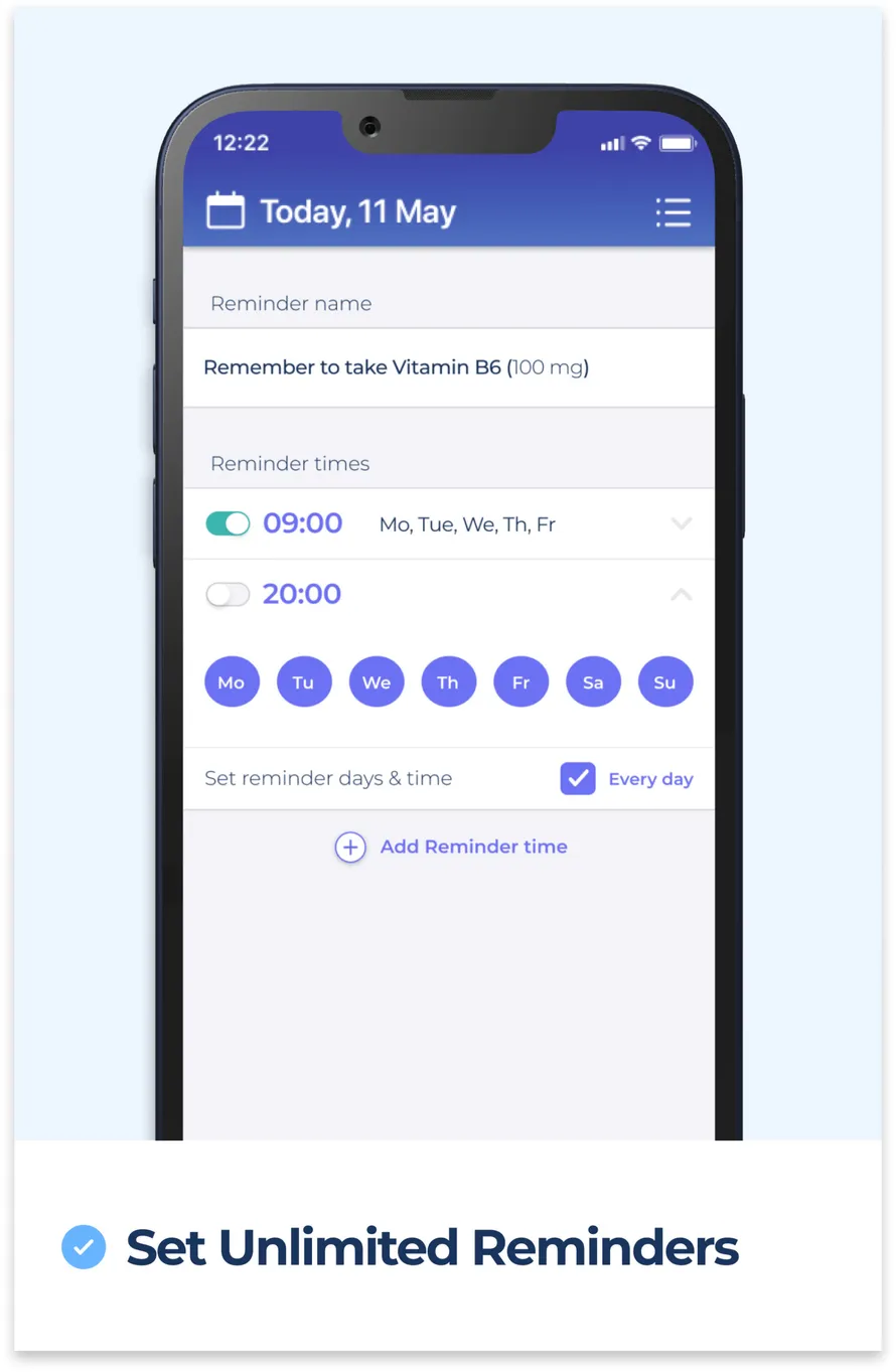 Bearable App Symptom and Mood Tracker Reminders Settings