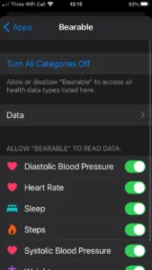 Apple Health Kit Bearable permissions