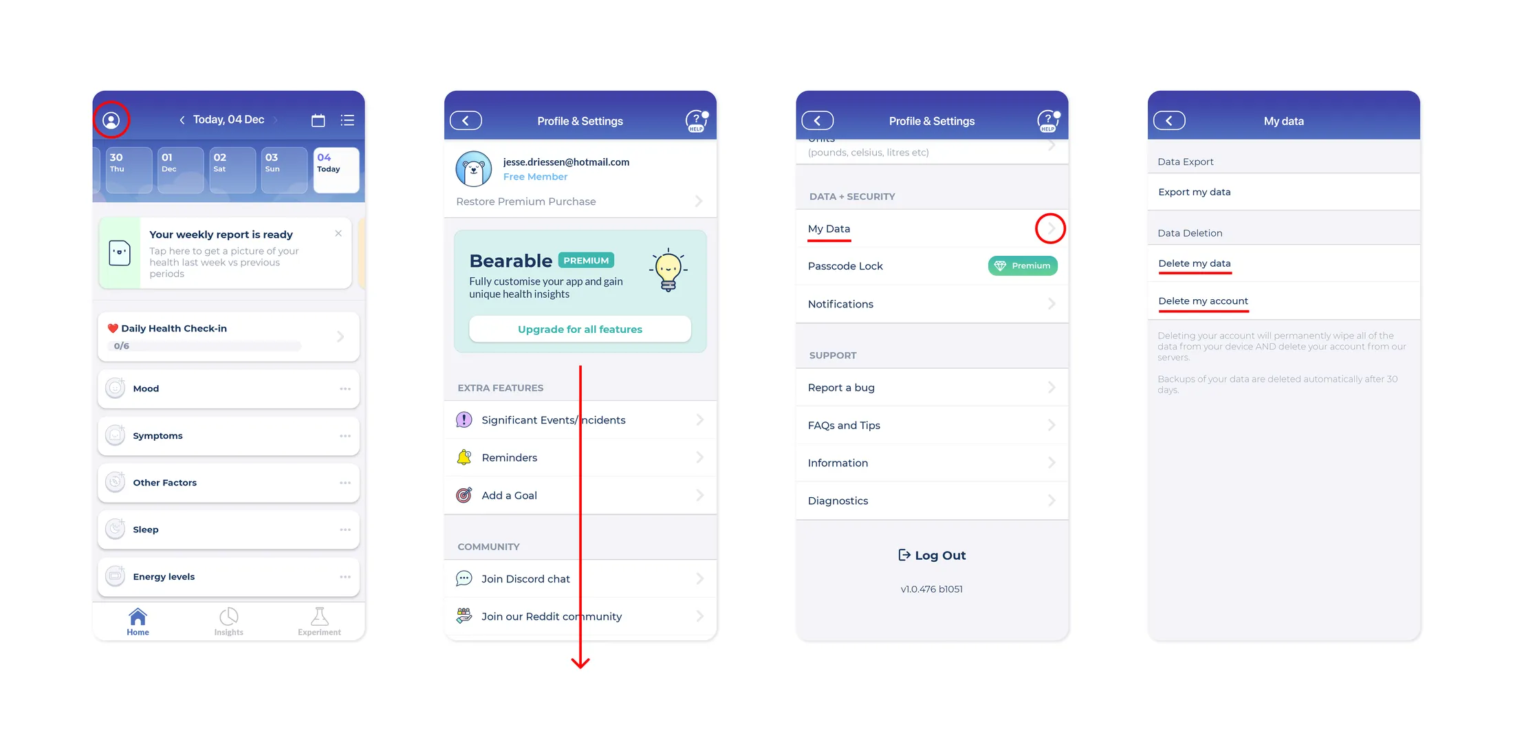 how to delete your account and or your data
