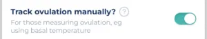 Track ovulation manually setting