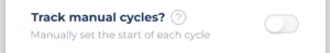 Track manual cycles setting
