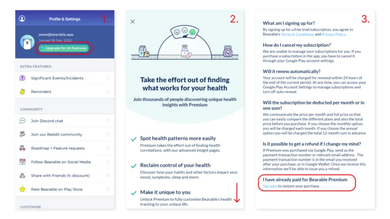 Steps to restore your Bearable subscription