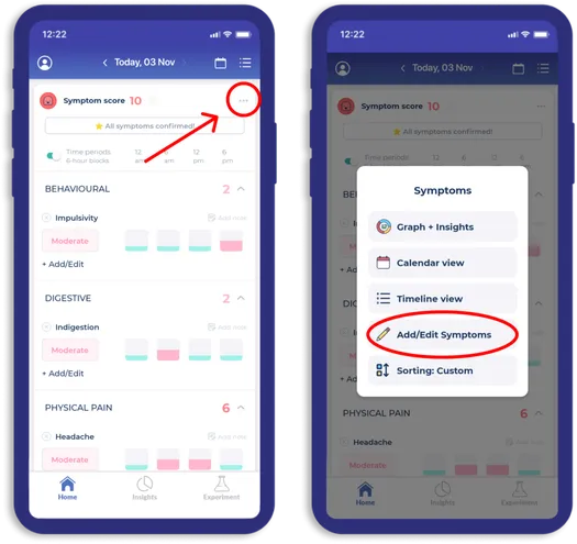 Create custom symptoms unique to you