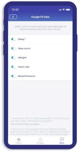 Sync with Google Fit and Apple Health