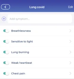 Custom Long Covid symptoms in Bearable